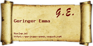 Geringer Emma névjegykártya